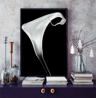 Poster - Floarea albă, 60 x 90 см, Poster inramat pe sticla