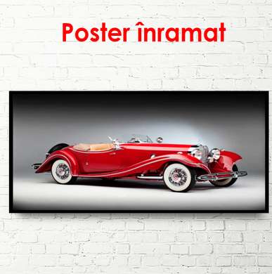 Постер - Красный Мерседес, 90 x 45 см, Постер в раме, Транспорт