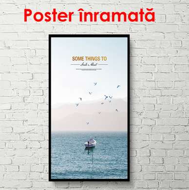 Poster - Boat in the ocean, 60 x 90 см, Framed poster, Nature