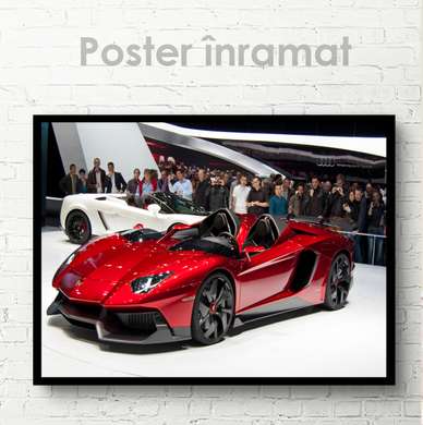 Poster - Lamborghini roșu, 90 x 60 см, Poster inramat pe sticla