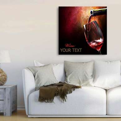 Постер - Красивое вино, 40 x 40 см, Холст на подрамнике, Еда и Напитки