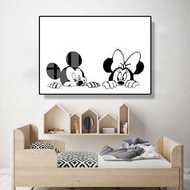 Poster - Mickey și Minnie Mouse, 90 x 60 см, Poster inramat pe sticla