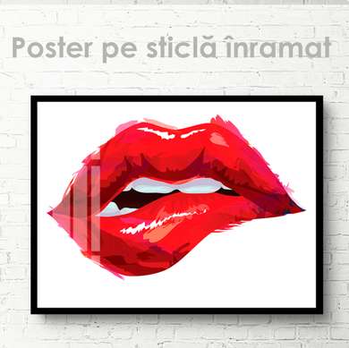 Poster - Buzele rosii, 45 x 30 см, Panza pe cadru