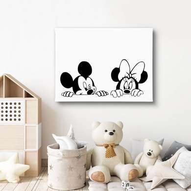 Poster - Mickey și Minnie Mouse, 90 x 60 см, Poster inramat pe sticla