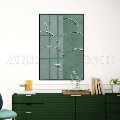 Poster - Green Textured Paint, 60 x 90 см, Framed poster on glass, Minimalism