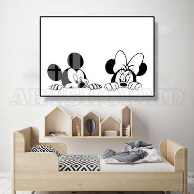 Poster - Mickey and Minnie Mouse, 45 x 30 см, Canvas on frame, For Kids