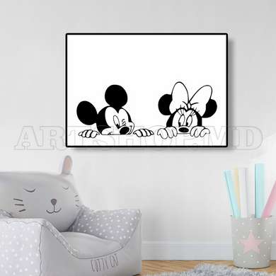 Poster - Mickey and Minnie Mouse, 45 x 30 см, Canvas on frame, For Kids