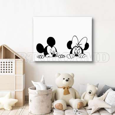 Poster - Mickey and Minnie Mouse, 45 x 30 см, Canvas on frame, For Kids