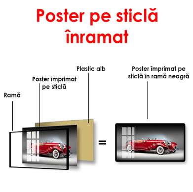 Poster - Mercedes roșu, 90 x 45 см, Poster înrămat, Transport