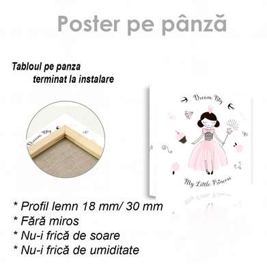 Poster - Prințessa, 40 x 40 см, Panza pe cadru, Pentru Copii