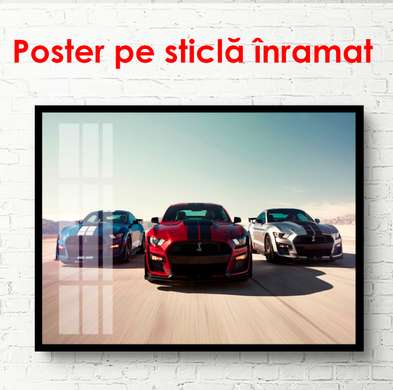 Poster - Cursă de mașini, 90 x 45 см, Poster înrămat, Pentru Copii