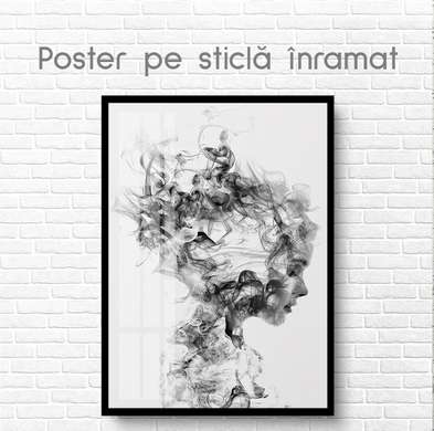 Poster - Girl turns into smoke, 60 x 90 см, Framed poster on glass