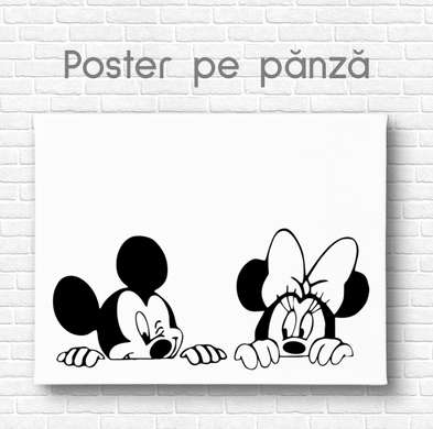 Poster - Mickey and Minnie Mouse, 90 x 60 см, Framed poster on glass