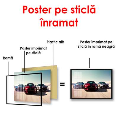 Poster - Cursă de mașini, 90 x 45 см, Poster înrămat, Pentru Copii