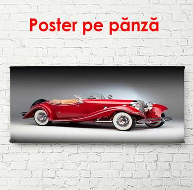 Постер - Красный Мерседес, 90 x 45 см, Постер в раме, Транспорт