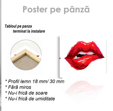 Poster - Buzele rosii, 45 x 30 см, Panza pe cadru