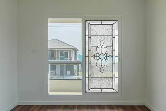 Window Privacy Film, Decorative geometric clear stained glass, without background, 60 x 90cm, Transparent, Window Film