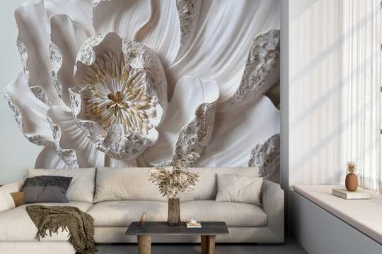3D Wallpaper - White lotus flower.