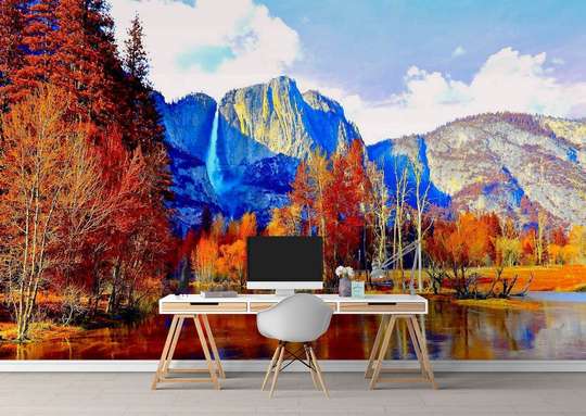 Wall Mural - Forest and mountains in autumn