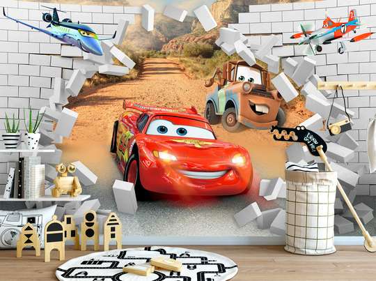 Wall mural for the nursery - Lightning McQueen and his friends