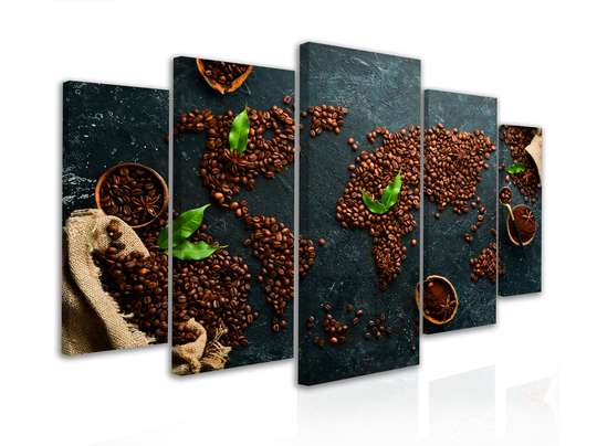 Modular picture, World map made of coffee beans, 108 х 60