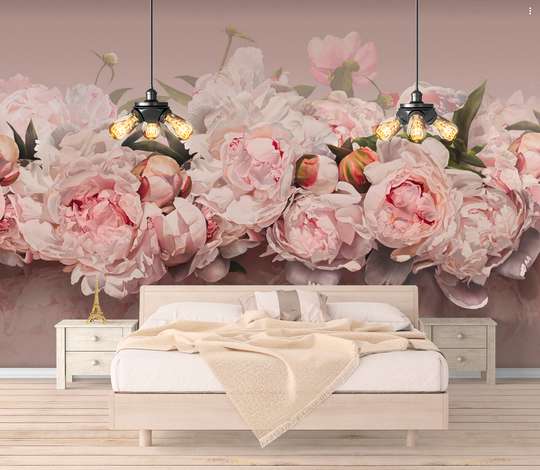 Wall Mural - Pink peonies on a gentle background