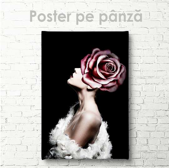 Poster - Trandafir Roz Glamour, 30 x 45 см, Panza pe cadru