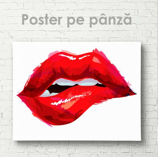 Постер - Алые губы, 45 x 30 см, Холст на подрамнике