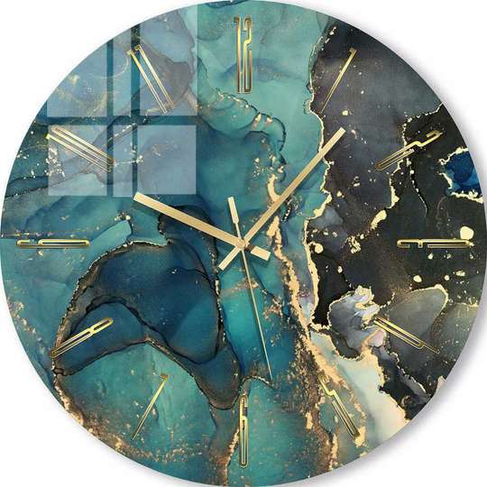 Стеклянные Часы - Бирюза с холодным оттенком, 30cm