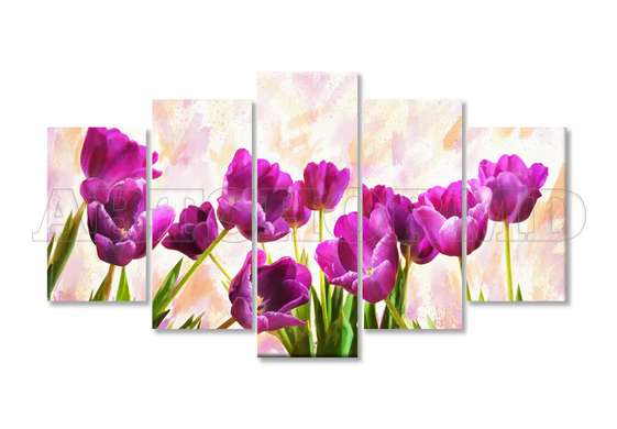 Modular picture, Pink tulips, 108 х 60