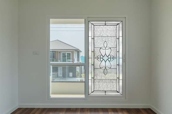 Window Privacy Film, Decorative geometric clear stained glass, without background, 60 x 90cm, Matte, Window Film