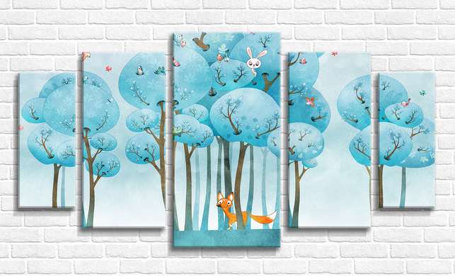 Modular picture, Fox in the forest, 108 х 60