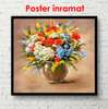 Постер - Горшок с весенними цветами, 100 x 100 см, Постер в раме