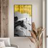 Poster - Black and white horses with golden elements, 45 x 90 см, Framed poster on glass, Animals