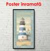Постер - Голубой маяк, 50 x 150 см, Постер в раме, Прованс