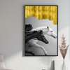 Poster - Black and white horses with golden elements, 30 x 60 см, Framed poster, Animals