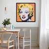 Poster - Portretul pop art al lui Marilyn Monroe pe un fundalul galben, 100 x 100 см, Poster înrămat, Persoane Celebre