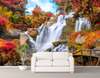 Wall Mural - Rocky waterfall in a bright forest