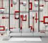Wall Mural - White balls and red lines