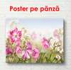 Poster - Flori roz pe un fundal verde, 90 x 60 см, Poster înrămat, Botanică