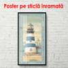 Постер - Голубой маяк, 50 x 150 см, Постер в раме, Прованс