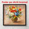 Постер - Горшок с весенними цветами, 100 x 100 см, Постер на Стекле в раме