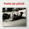 Poster - Man on the beach in the sand, 90 x 60 см, Framed poster, Black & White