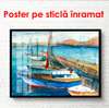 Poster - Pier with yachts, 90 x 60 см, Framed poster, Marine Theme