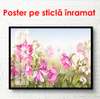 Poster - Pink flowers on a green background, 90 x 60 см, Framed poster, Botanical