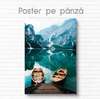 Постер - Лодки в горах, 30 x 45 см, Холст на подрамнике