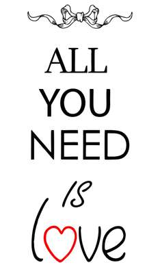 Poster - All you need is Love, 30 x 45 см, Framed poster on glass