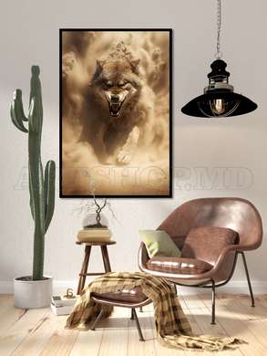 Poster - Angry Wolf, 30 x 60 см, Framed poster, Animals