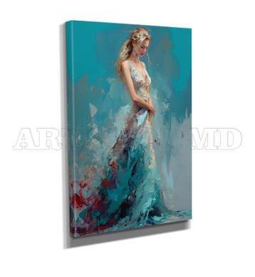 Poster - The girl in an elegant dress, 60 x 90 см, Framed poster on glass, Picturi