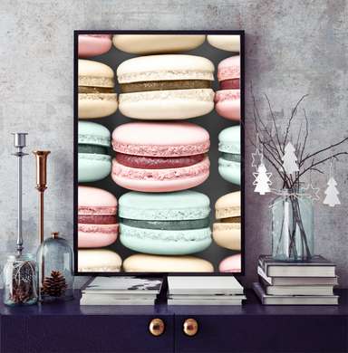Poster - Macarons, 60 x 90 см, Poster inramat pe sticla